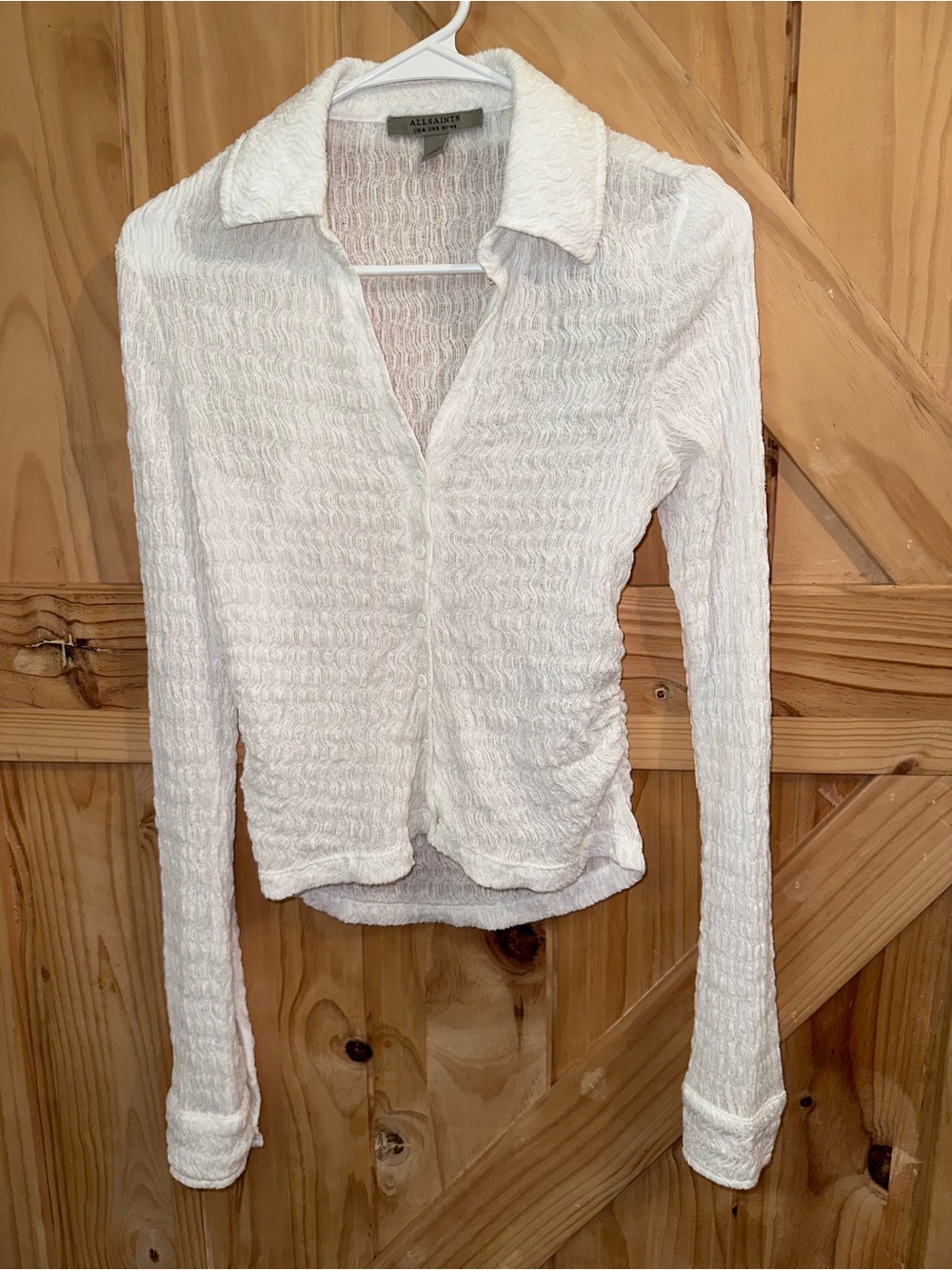 AllSaints Women’s White Textured Button-Down Shirt
